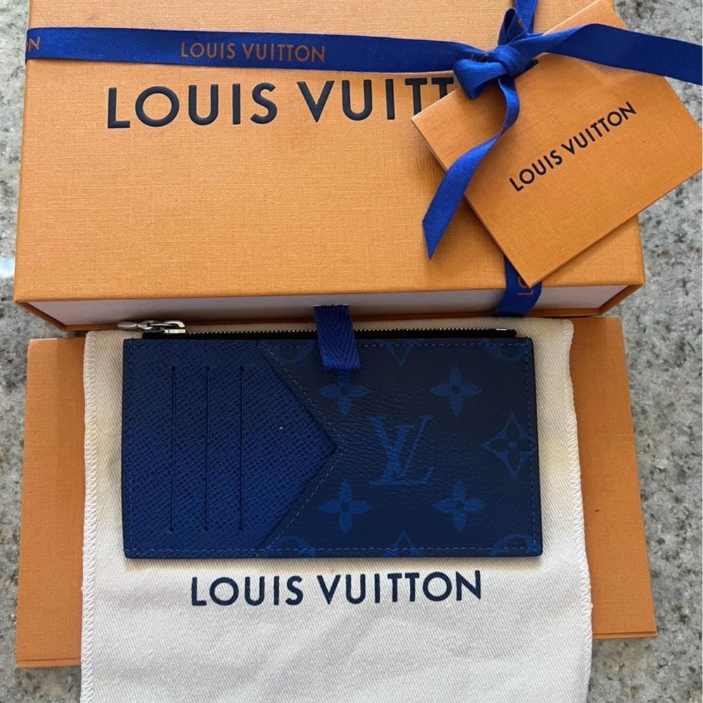 Louis Vuitton Monogram Coin Card Wallet in Pacific Blue